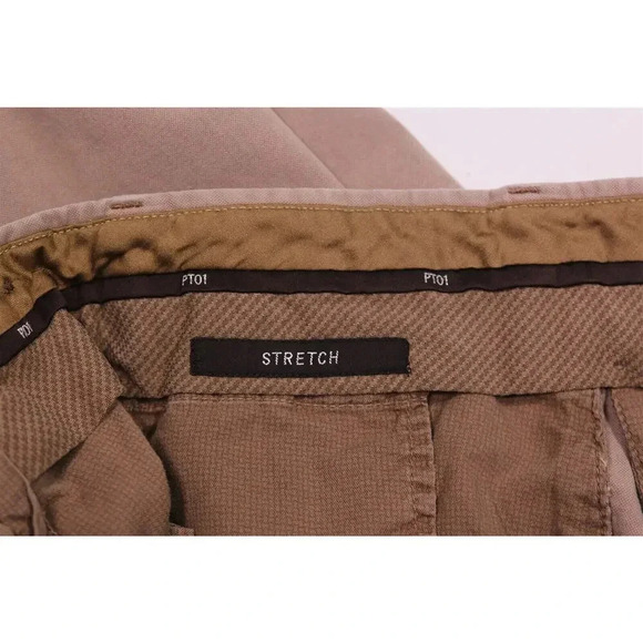 PT01 Easy Fit Light Brown Cotton Stretch Flat Front Chino Pants 36x26 - Picture 6 of 8